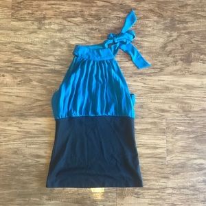 Mandee blue and black fashion halter top